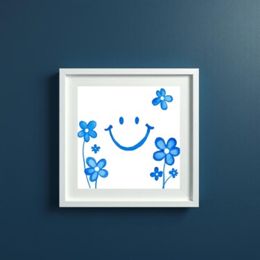 Printmaking titled "Blues in Bloom" by Ivy Blue, Original Artwork, Digital Print