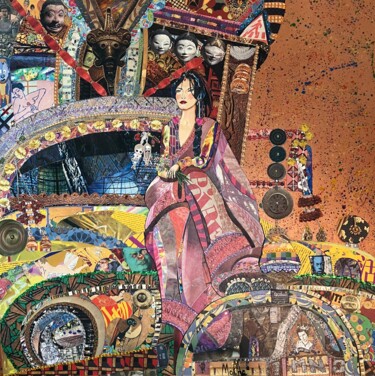 "Mrs Bojangles" başlıklı Kolaj Moira Mcainsh tarafından, Orijinal sanat, Akrilik Ahşap Sedye çerçevesi üzerine monte edilmiş