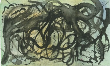 印花与版画 标题为“green iv” 由Lya Helia, 原创艺术品, 水彩