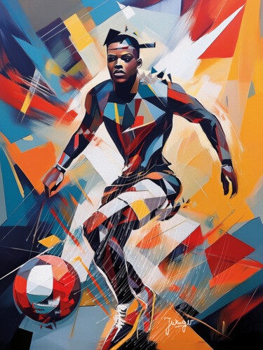 Football, l'élégance du mouvement Digital Arts με τίτλο "Football, l'éléganc…" από Joelle Wenger, Αυθεντικά έργα τέχνης, Εικόνα που δημιουργήθηκε με AI