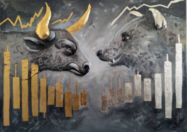 绘画 标题为“Bullish trend” 由Julia Popova, 原创艺术品, 丙烯 安装在木质担架架上