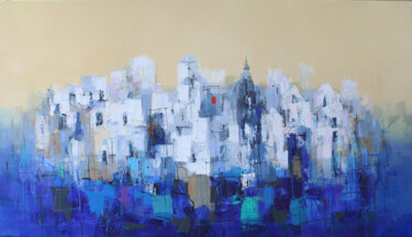 In der Stille des Blaus Peinture intitulée "In der Stille des B…" par Plamen Bibeschkov, Œuvre d'art originale, Huile Monté sur Châssis en bois