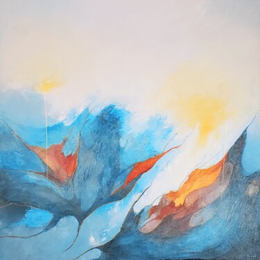 Ζωγραφική με τίτλο "Respiration d’Azur" από Mariame Larour, Αυθεντικά έργα τέχνης, Ακρυλικό Τοποθετήθηκε στο Ξύλινο φορείο σ…