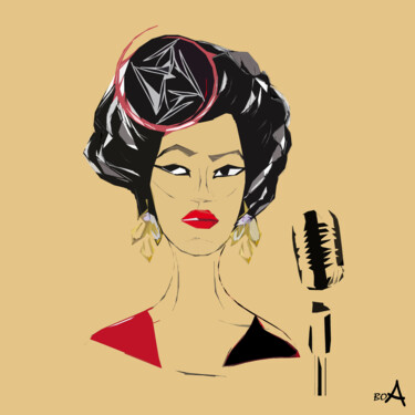 Woman jazz singer Цифровое искусство под названием "Woman jazz singer" - Oksana Budnichenko, Подлинное произведение искусства, Цифровая живопи…