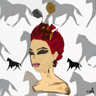 Red-haired girl in fancy hat Digital Arts titled "Red-haired girl in…" by Oksana Budnichenko, Original Artwork, Digital Painting