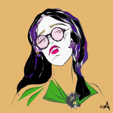 Digital Arts με τίτλο "Girl in pink sungla…" από Oksana Budnichenko, Αυθεντικά έργα τέχνης, Ψηφιακή ζωγραφική