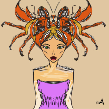 数字艺术 标题为“Girl and crab” 由Oksana Budnichenko, 原创艺术品, 数字油画