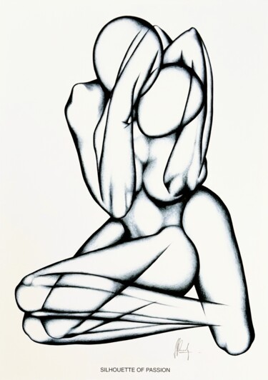 Sillhoutte of Passion (black and white variant) Printmaking titled "Sillhoutte of Passi…" by Jow, Original Artwork, Analog Print
