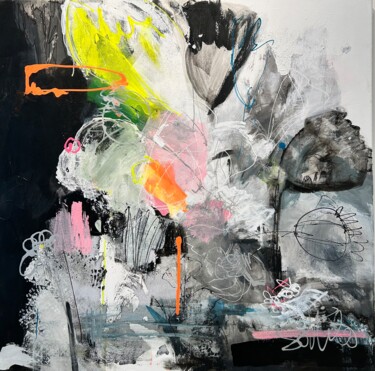 Pittura intitolato "Flowers in the night" da Christiane Sottile, Opera d'arte originale, Grafite Montato su Telaio per barel…