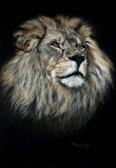Pintura titulada "LION" por Deimante Bruzguliene, Obra de arte original, Pastel