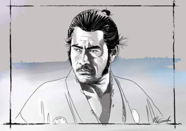 Pintura titulada "Toshiro Mifune" por Nicolas Le Guillou, Obra de arte original, Pintura Digital