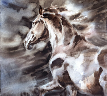 「Running」というタイトルの絵画 Elena Krivoruchenkoによって, オリジナルのアートワーク, 水彩画