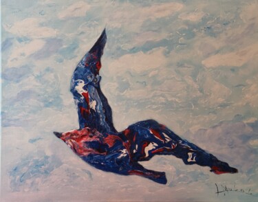 Painting titled "Mouette" by Laurent Mulot, Original Artwork, Acrylic Mounted on Wood Stretcher frame