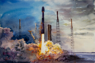 제목이 "The Rocket launches"인 미술작품 Eugene Popov로, 원작, 수채화