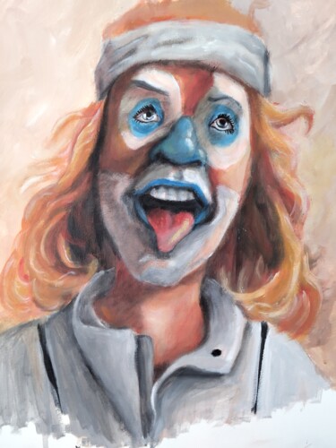 绘画 标题为“Clown” 由Rovic Yasor, 原创艺术品, 丙烯 安装在木质担架架上