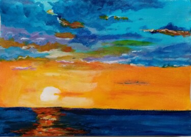 Картина под названием "Coucher de soleil" - Majolambeau, Подлинное произведение искусства, Акрил Установлен на Другая жестка…