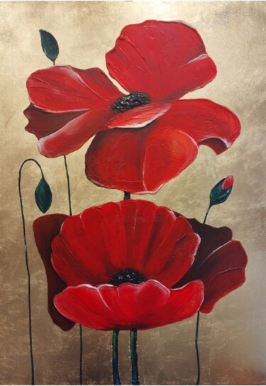 绘画 标题为“Poppies of the sun” 由Valentyna Loboda, 原创艺术品, 丙烯 安装在木质担架架上
