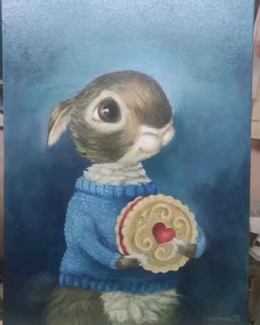 "Зайчики.Зайчик и печенька". По Элисон Френд Painting titled ""Зайчики.Зайчик и п…" by Inna Kondratenko (innessikmax), Original Artwork, Oil