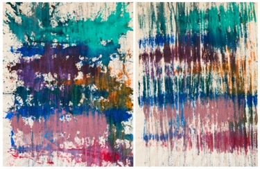 Imprints / Turquoise Blue Purple Pink Pittura intitolato "Imprints / Turquois…" da Simon Findlay, Opera d'arte originale, Acrilico