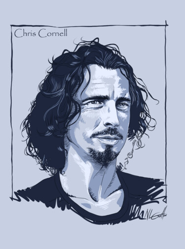 绘画 标题为“Chris Cornell” 由Nicolas Le Guillou, 原创艺术品, 数字油画