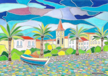 Tekening getiteld "Le pointu du Cros d…" door Eric Audry, Origineel Kunstwerk, Inkt Gemonteerd op Karton
