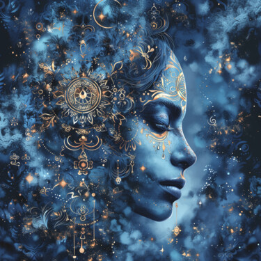 Digital Arts titled "La Gardienne des Po…" by Anki, Original Artwork, AI generated image Mounted on Aluminium