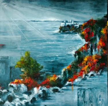 제목이 "Autunno sul Carso"인 미술작품 Valnea Carniel로, 원작, 기름 나무 들것 프레임에 장착됨