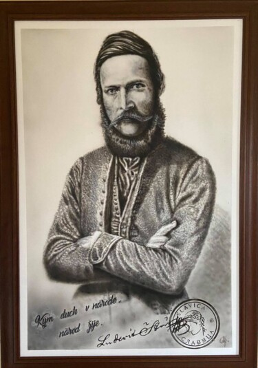 Картина под названием "LUDOVIT VELISLAV ST…" - Radan As, Подлинное произведение искусства, Аэрограф Установлен на картон