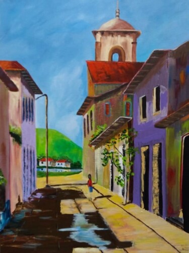 Obra de Arte Rua da Luz e Memória 60x80 em Óleo Sobre Tela Pintura intitulada "Obra de Arte Rua da…" por Marly Genuino, Obras de arte originais, Óleo Montado em Armação em madeira
