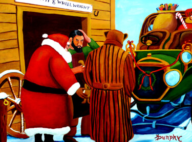 Santa's Blacksmith Workshop Malarstwo zatytułowany „Santa's Blacksmith…” autorstwa Anthony Dunphy, Oryginalna praca, Akryl