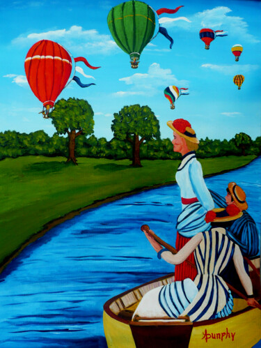 Painting titled "Victorian Riverscape" by Anthony Dunphy, Original Artwork, Acrylic