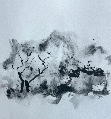 "Clairière d’hiver" başlıklı Tablo Michel Teulé tarafından, Orijinal sanat, Karakalem