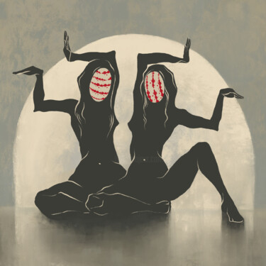 Dance of Two Selves Arte digitale intitolato "Dance of Two Selves" da Anna Shee, Opera d'arte originale, Pittura digitale
