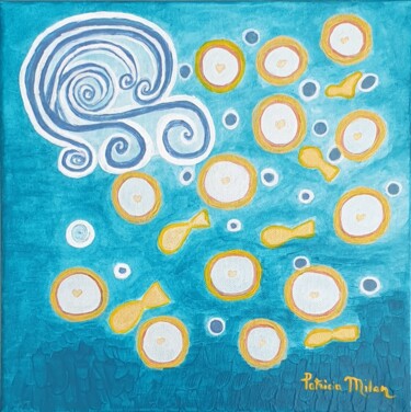 Painting titled "Love Cells" by Patricia Marie Emma Milan, Original Artwork, Acrylic Mounted on Wood Stretcher frame