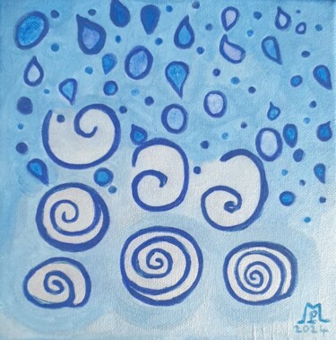 Painting titled "Drops" by Patricia Marie Emma Milan, Original Artwork, Acrylic Mounted on Wood Stretcher frame