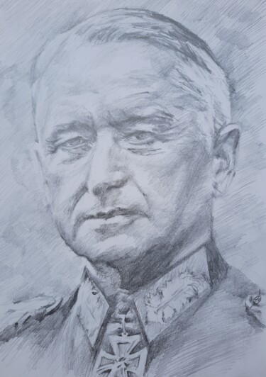Dessin intitulée "Generalfeldmarschall" par Jenő Dienes, Œuvre d'art originale, Graphite