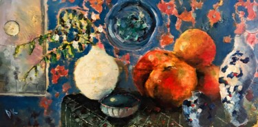 제목이 "Stillleben mit Akaz…"인 미술작품 Diana Knepper로, 원작, 기름 목재 패널에 장착됨
