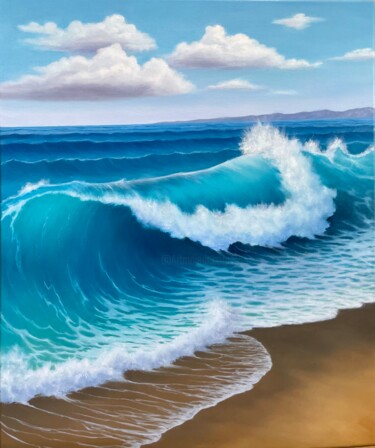 "Energy of the sea.…" başlıklı Tablo Viktoriia Shalaiko tarafından, Orijinal sanat, Petrol Ahşap Sedye çerçevesi üzerine mon…
