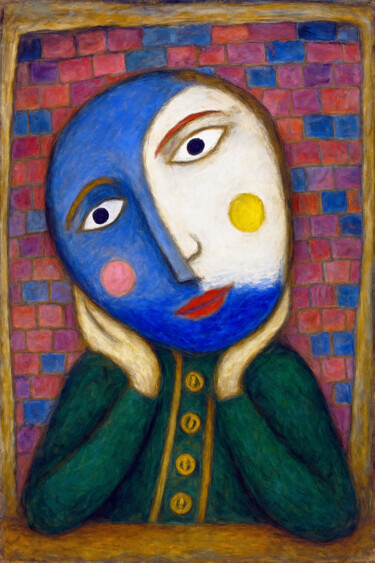 Arte digitale intitolato "Visage pensif" da Pacôme Coquet, Opera d'arte originale, Immagine generata dall'IA Montato su Allu…