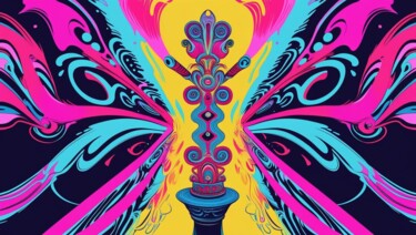 数字艺术 标题为“Electric Totem” 由Mary Gov, 原创艺术品, 数字油画