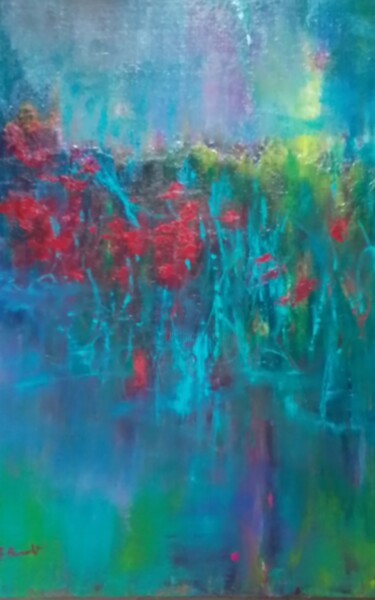 Peinture intitulée "Poppies" par Annie Bonvarlet, Œuvre d'art originale, Huile Monté sur Châssis en bois