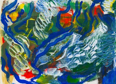 Painting titled "healing – layered b…" by Lya Helia, Original Artwork, Acrylic Mounted on Wood Stretcher frame