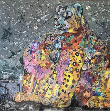 Wild Pussycats Colagens intitulada "Wild Pussycats" por Moira Mcainsh, Obras de arte originais, Acrílico Montado em Armação em madeira