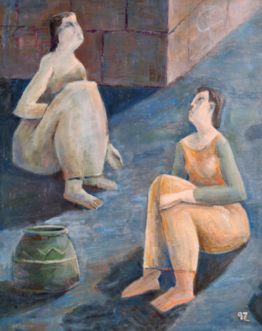Resting Figures Картина под названием "Resting Figures" - Gegham Hunanyan, Подлинное произведение искусства, Масло Установлен на Деревянная…