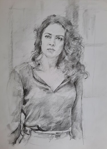 Tekening getiteld "Philisteia" door Jenő Dienes, Origineel Kunstwerk, Grafiet