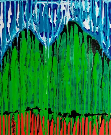 "Montagne verte, cie…" başlıklı Tablo Alain Halter tarafından, Orijinal sanat, Akrilik Ahşap Sedye çerçevesi üzerine monte e…