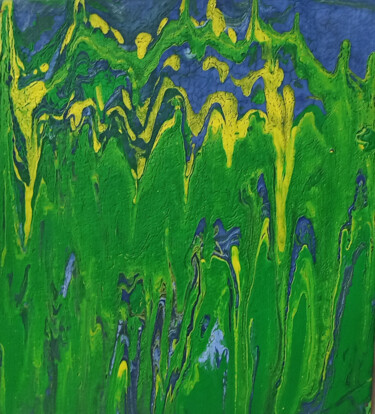 绘画 标题为“Green #2” 由Natalia Sergeeva, 原创艺术品, 丙烯 安装在木质担架架上