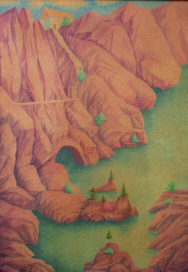 Pittura intitolato ""The Hermit's House…" da Viktor Miniailo, Opera d'arte originale, Gouache