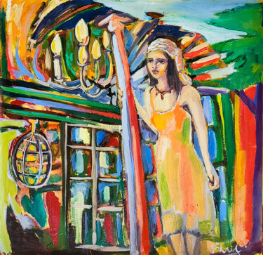 Pittura intitolato "WAIT SERIES - HANG…" da Göknil Gümüş Sungurtekin, Opera d'arte originale, Olio Montato su Telaio per bar…