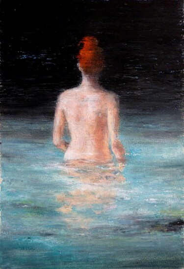 Peinture intitulée "Petite baigneuse 2" par Wilfrid Moizan, Œuvre d'art originale, Huile